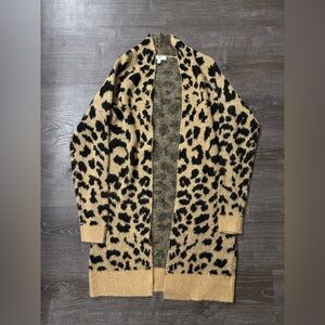BP Leopard Print Cardigan - Black and Tan